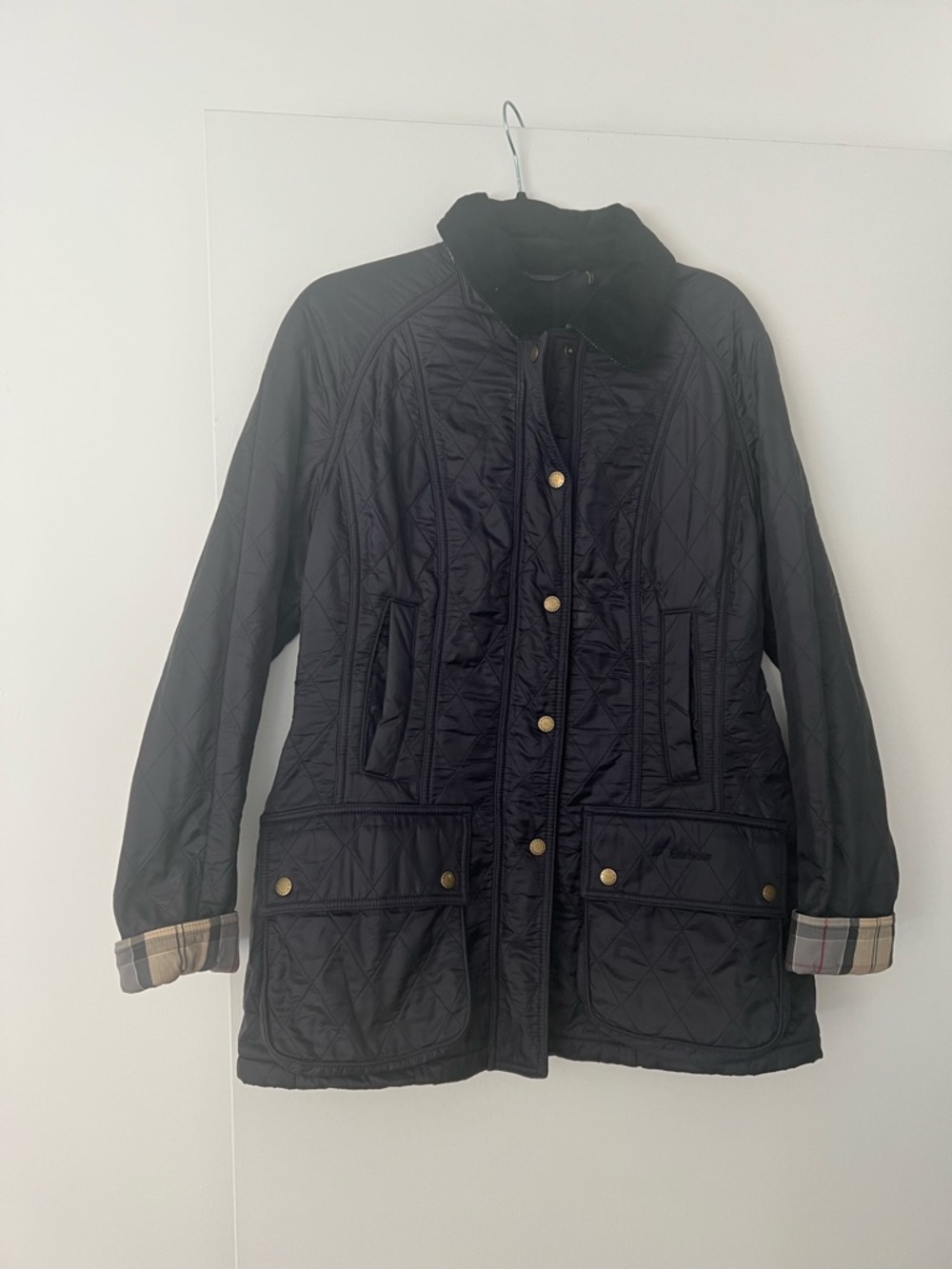 Navy Barbour Quilted Coat